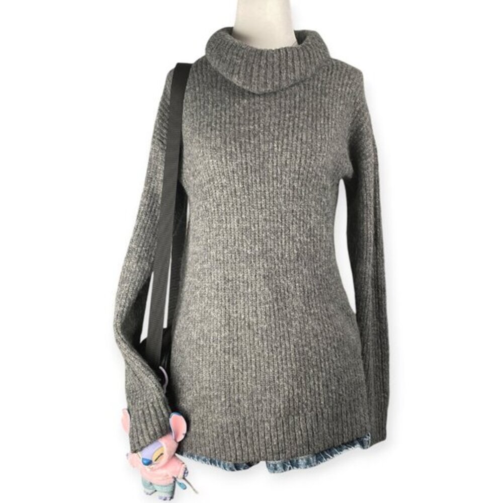 Style & Co. Petite Women’s Small Gray Turtleneck Ribbed Knit Sweater Cozy Warm